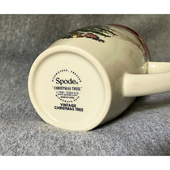Spode Vintage Christmas Tree Mug Red Band Tall Design Hot Chocolate - Picture 5 of 8